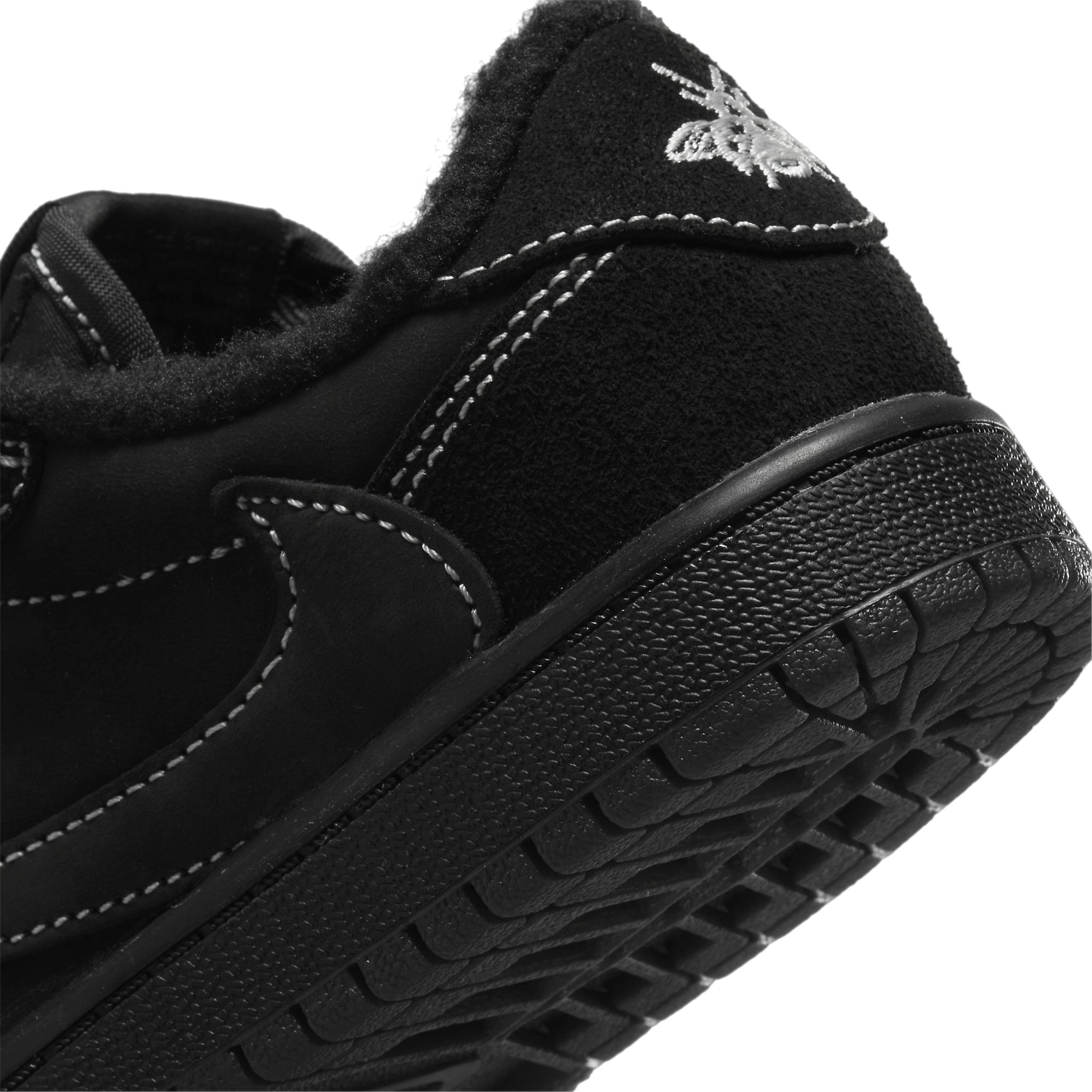 Wings logo view of Air Jordan X Travis Scott 1 Low OG SP Black Phantom (PS) DO5442-001